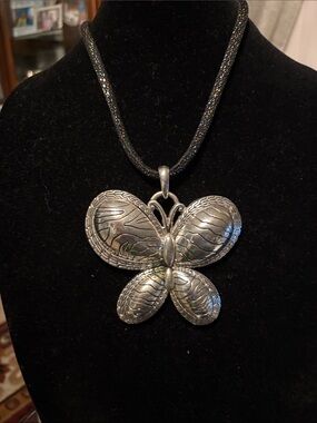 Silver-Tone Butterfly Pendant Necklace in Silver